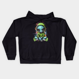 Cool Alien with a Hooded Pullover design #1 Kids Hoodie